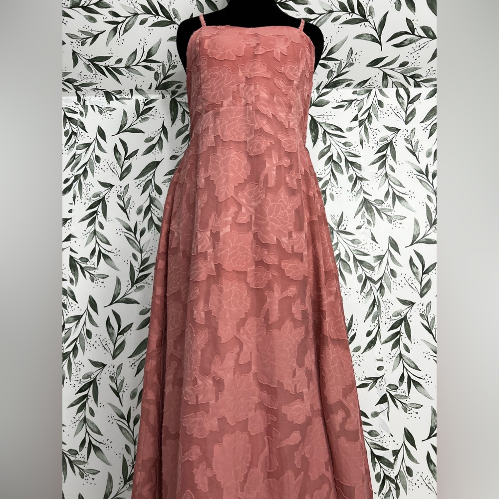 Romantic Ferlema Rusty Rose Floral Burnout Maxi Dress Size L Pink Sleeveless New - Picture 4 of 10